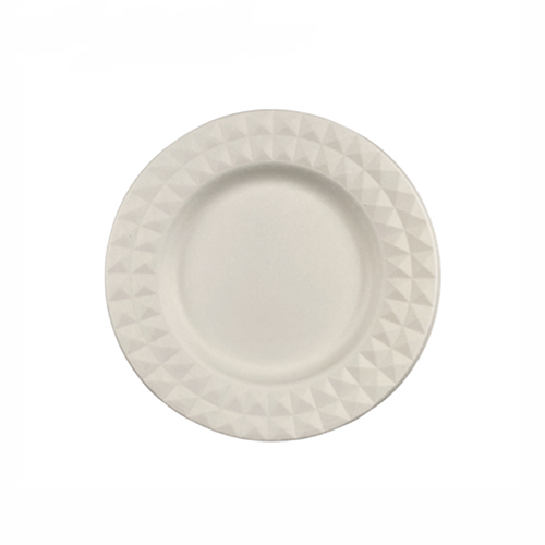 PFASS FREE 7＂ Dia180*15mm Diamond Rim Round Disposable Biodegradable Compostable Sugarcane Bagasse Pulp Plate